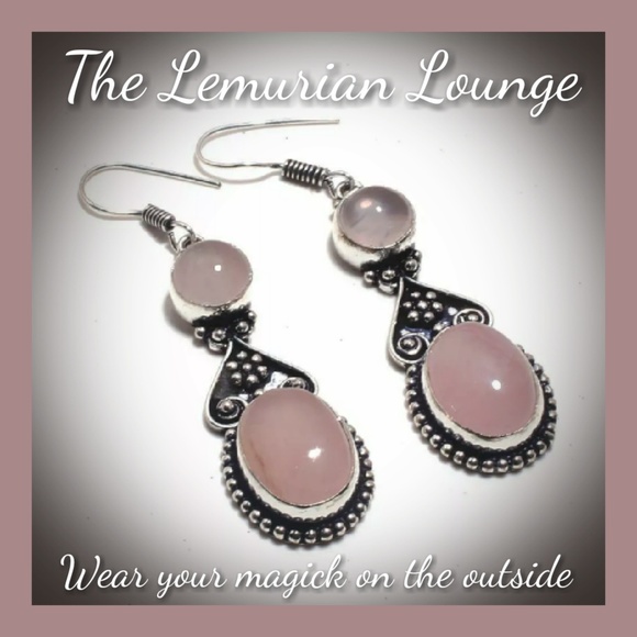 Handmade Boho Gypsy Rose Quartz Earings - Picture 1 of 1